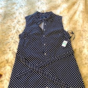 NWT Tommy Hilfiger navy polka dot collared dress